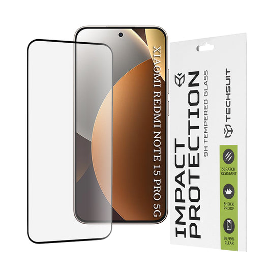 Zaštitna folija za ekran Techsuit za Xiaomi Redmi Note 15 Pro 5G, Kaljeno staklo, Full Glue, 111D, Crna