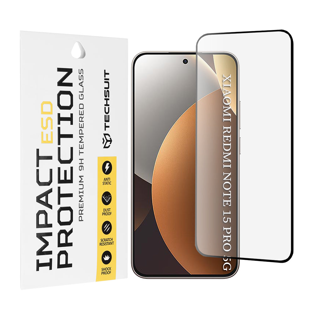 Zaštitna folija za ekran Techsuit za Xiaomi Redmi Note 15 Pro 5G, Kaljeno staklo, Full Glue, Crna
