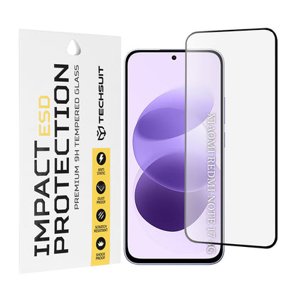 Techsuit zaštitna folija za zaslon za Xiaomi Redmi Note 17 4G / Note 17 5G, kaljeno staklo, potpuno ljepljiva, crna