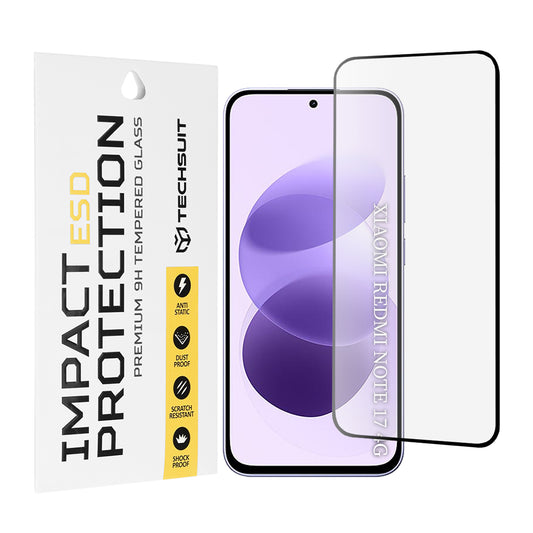 Techsuit zaštitna folija za zaslon za Xiaomi Redmi Note 17 4G / Note 17 5G, kaljeno staklo, potpuno ljepljiva, crna