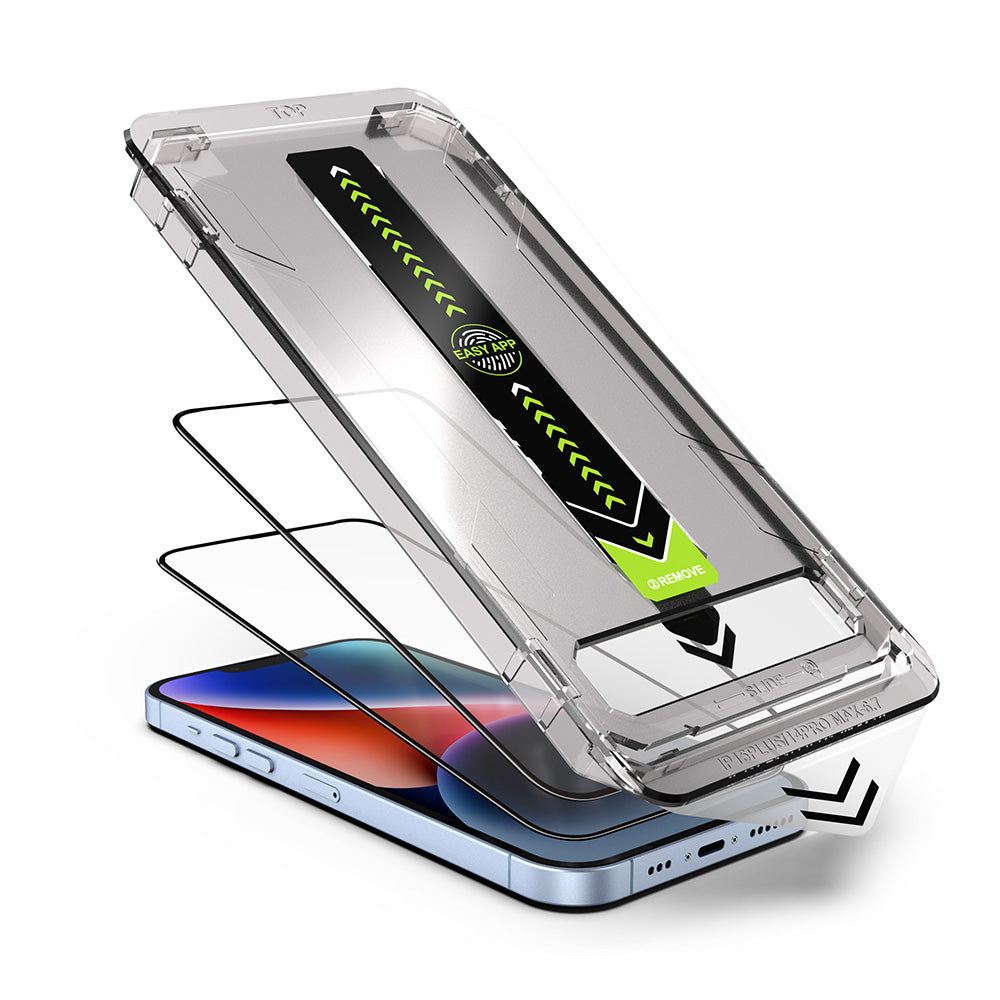 Zaštitna folija za ekran Techsuit TitanGlass za Apple iPhone 14 Pro Max, Kaljeno staklo, Full Glue, Set od 2 komada, Crna