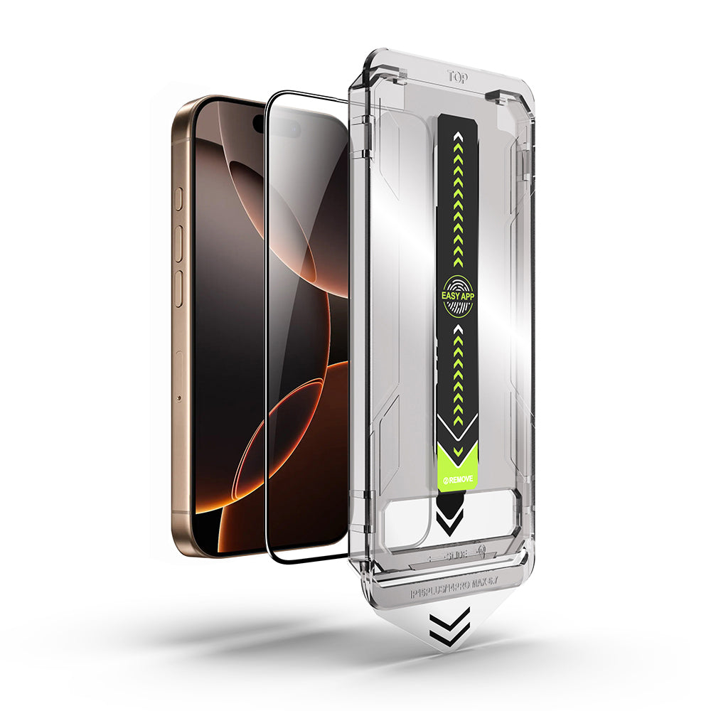 Zaštitna folija za ekran Techsuit TitanGlass za Apple iPhone 16 Pro Max, Kaljeno staklo, Puna ljepila, Crna