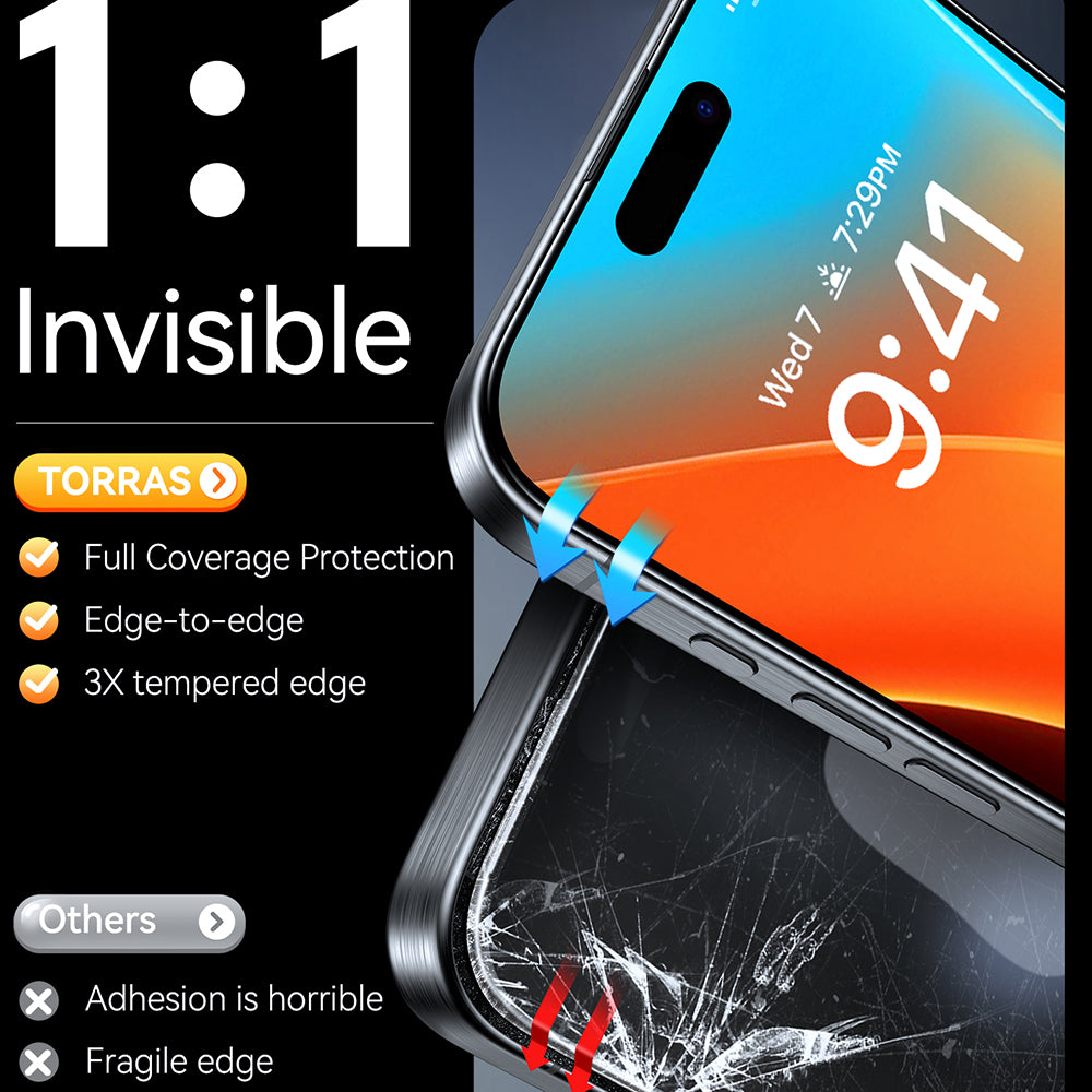Zaštitna folija za ekran Torras GlassGo Install Master za Apple iPhone 16 Pro Max, Kaljeno staklo, Puna ljepila, Crna