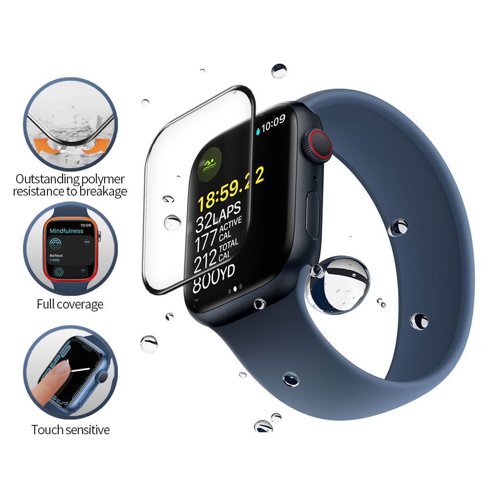 Zaštitna folija Blueo High Molecule za Apple Watch Series 10 42mm, Kaljeno staklo, Crna