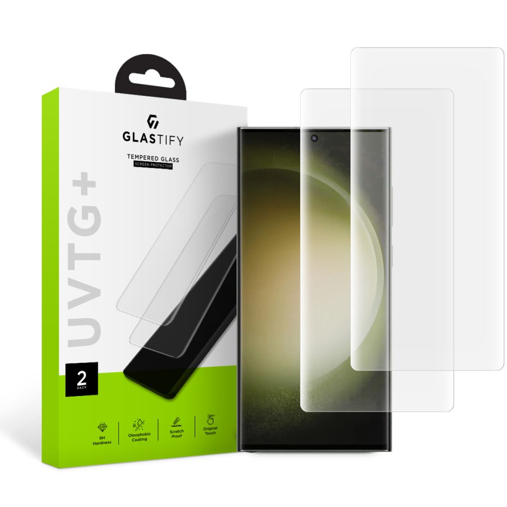 Zaštitna folija za ekran GLASTIFY UVTG+ za Samsung Galaxy S23 Ultra S918, Kaljeno staklo, UV ljepilo, Set od 2 komada