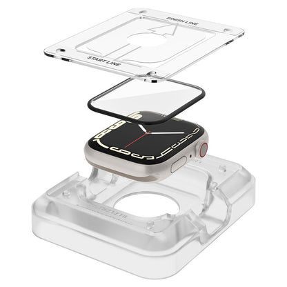 Zaštitna folija Spigen ProFlex EZ FIT za Apple Watch 9 / 8 / 7 45mm serija, Set 2 komada, Fleksibilno staklo, Crna AFL04051