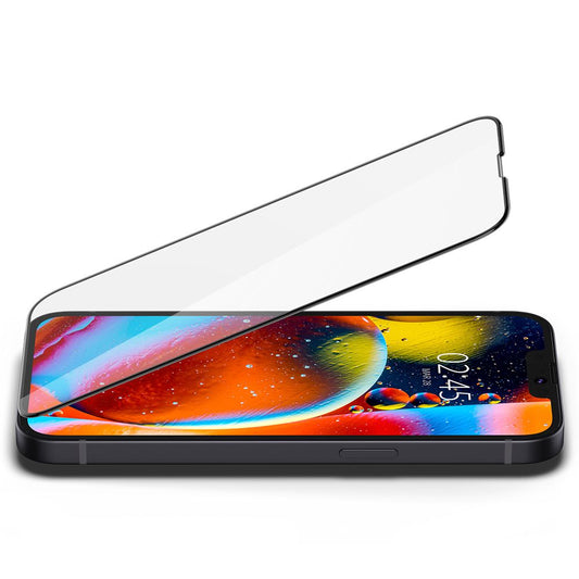 Zaštitna folija za ekran Spigen GlastR Slim za Apple iPhone 17e / 16e / 14 / 13 Pro, Kaljeno staklo, Full Glue, Crna AGL03392