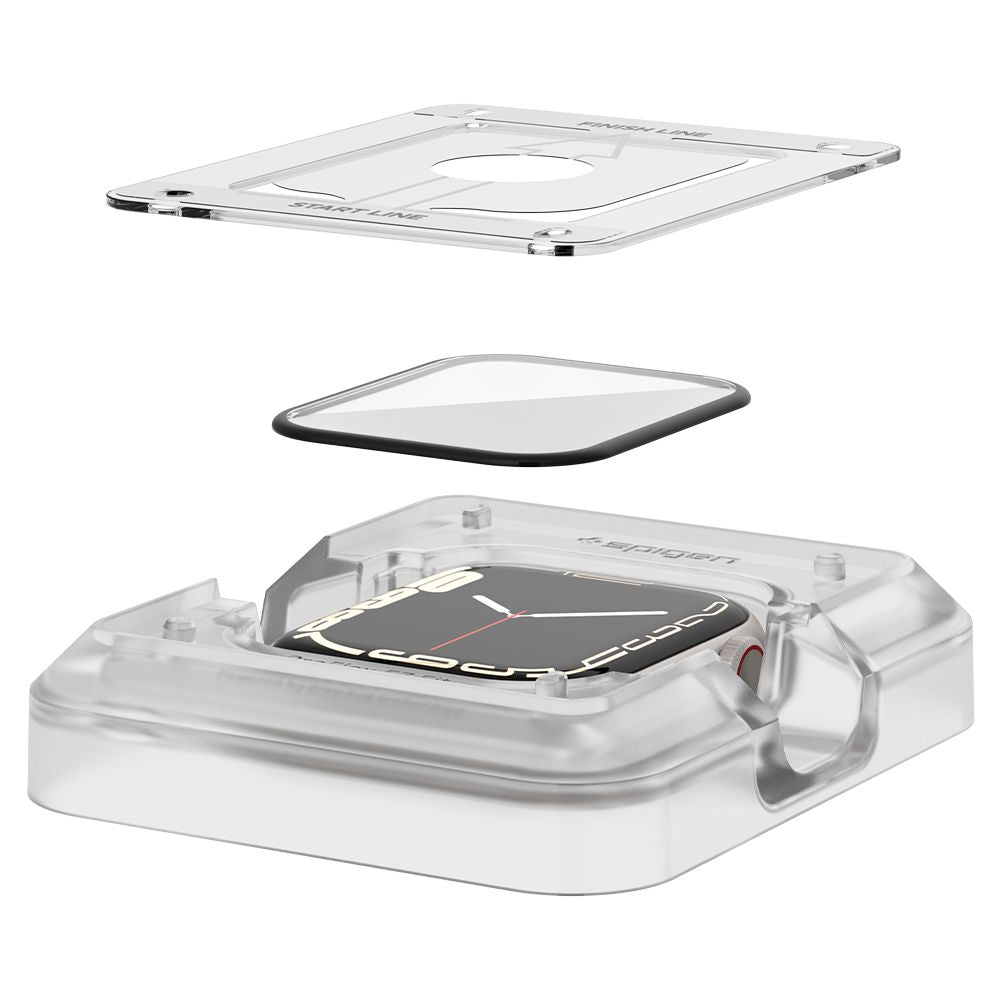 Zaštitna folija Spigen ProFlex EZ FIT za Apple Watch 9 / 8 / 7 45mm serija, Set 2 komada, Fleksibilno staklo, Crna AFL04051