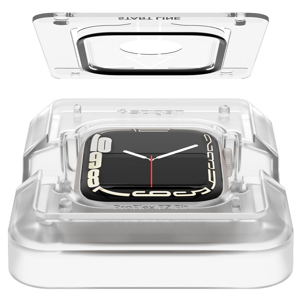 Zaštitna folija Spigen ProFlex EZ FIT za Apple Watch 9 / 8 / 7 45mm serija, Set 2 komada, Fleksibilno staklo, Crna AFL04051