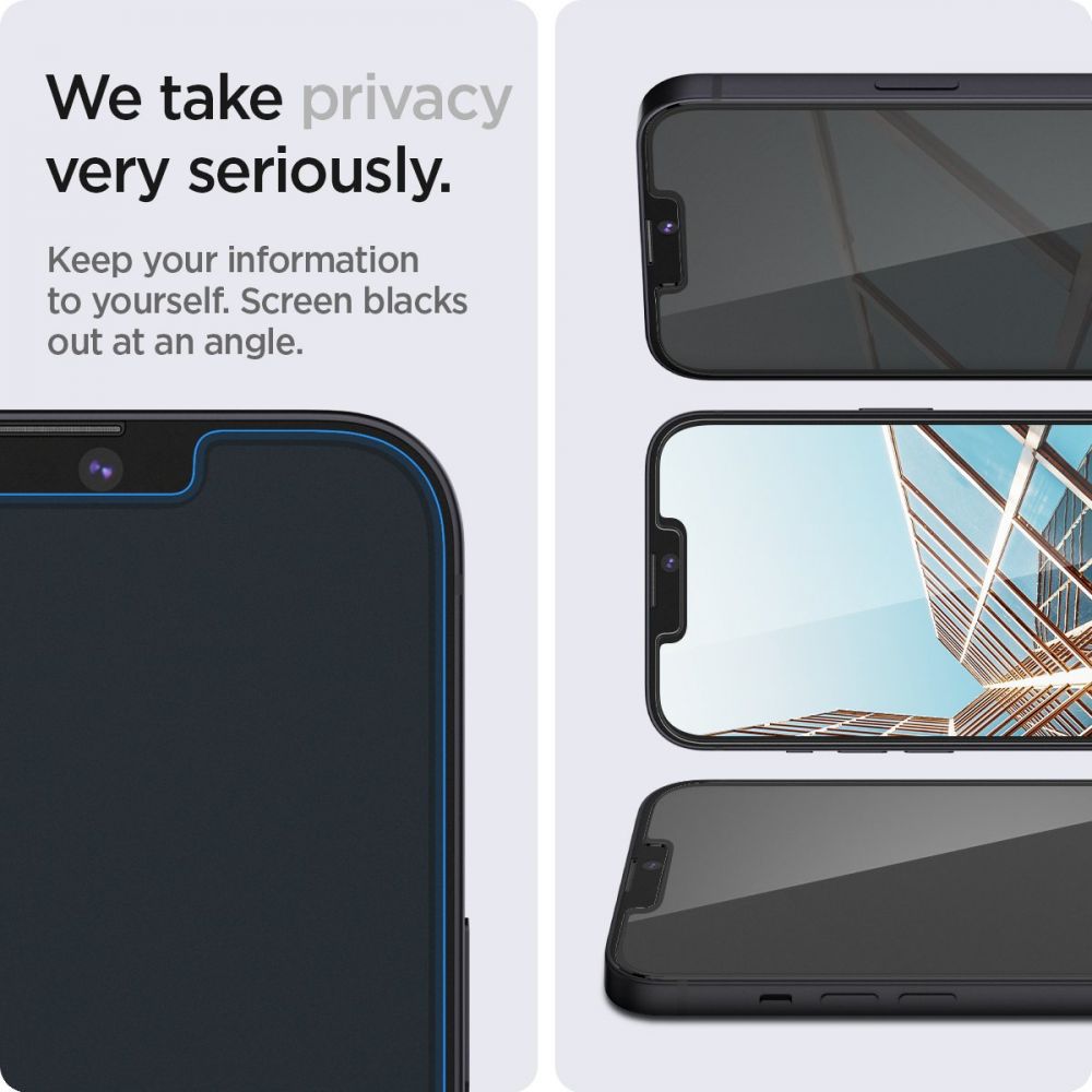 Zaštitna folija za ekran Privacy Spigen GlastR EZ FIT za Apple iPhone 14 Plus / 13 Pro Max, Kaljeno staklo, Full Glue, Set 2 komada AGL03378