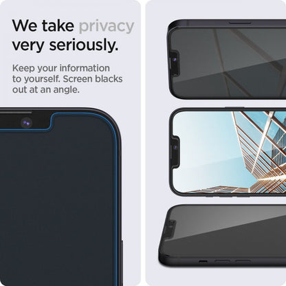 Zaštitna folija za ekran Privacy Spigen GlastR EZ FIT za Apple iPhone 14 Plus / 13 Pro Max, Kaljeno staklo, Full Glue, Set 2 komada AGL03378
