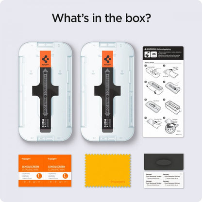 Zaštitna folija za ekran Privacy Spigen GlastR EZ FIT za Apple iPhone 17e / 16e / 14 / 13 Pro, Kaljeno staklo, Full Glue, Set 2 komada AGL03388