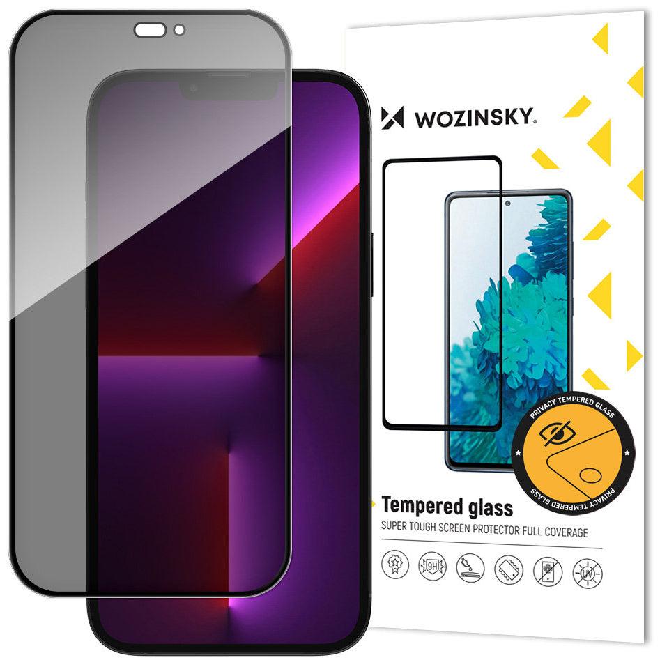 Zaštitna folija za ekran Privacy WZK AntiSpy za Apple iPhone 14 Pro, Kaljeno staklo, Pun ljepilo