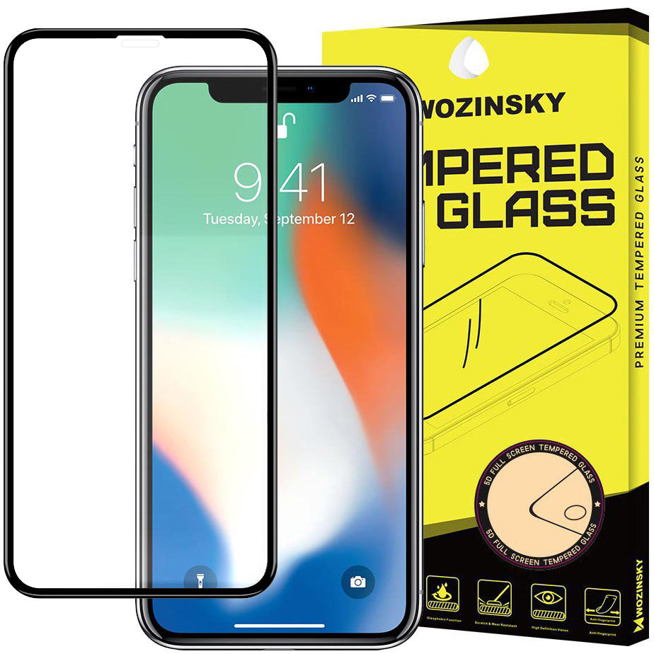 Zaštitna folija za ekran WZK za Apple iPhone 11 / XR, Kaljeno staklo, Full Glue, Crna