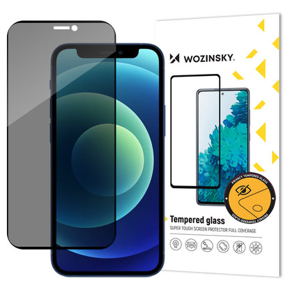 Zaštitna folija za ekran Privacy WZK AntiSpy za Apple iPhone 12 / 12 Pro, Kaljeno staklo, Full Glue