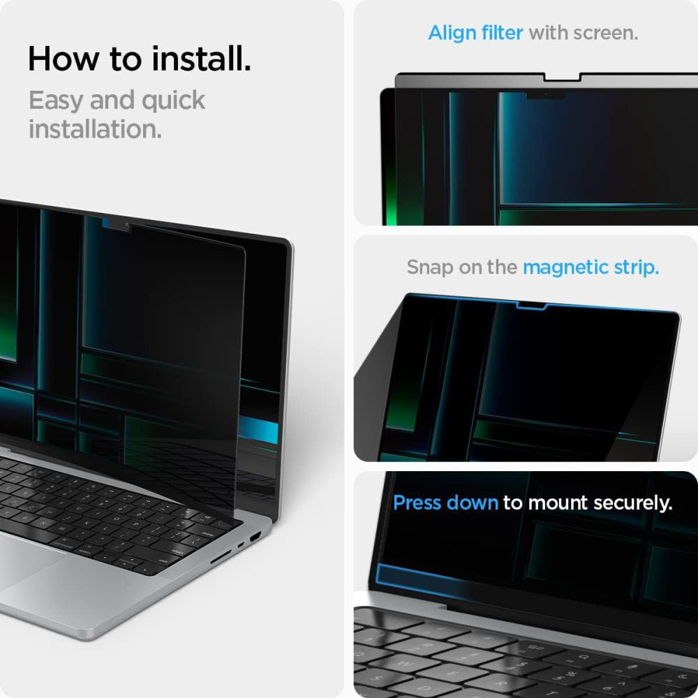Folija za zaštitu ekrana Privacy Spigen Safe View Magnetic za Apple MacBook Pro 14inch (2022) / (2024) / (2023) / (2021), Plastika AFL06158