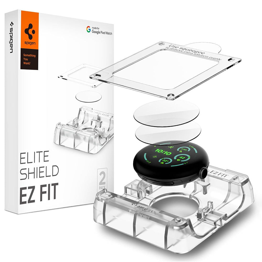 Zaštitna folija Spigen Elite Shield EZ FIT za Google Pixel Watch 45mm Series, Set 2 komada, Kaljeno Staklo, Prozirna AFL08525
