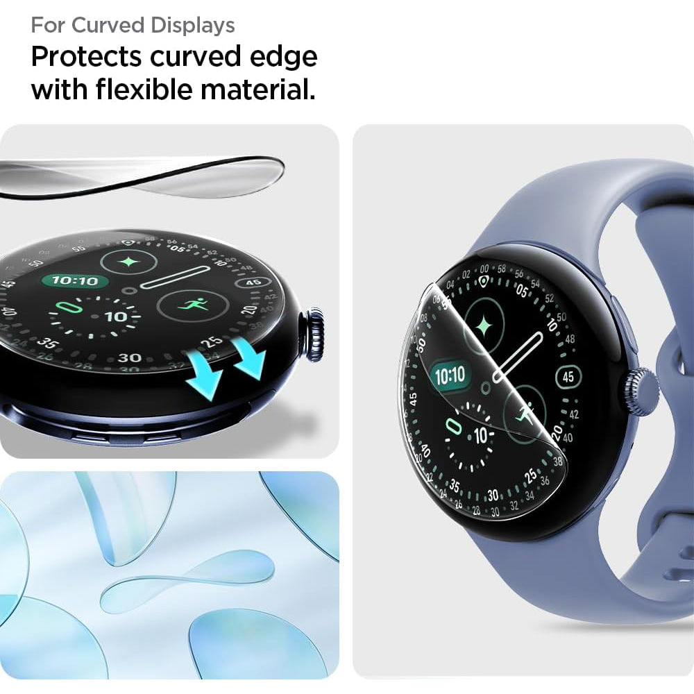 Zaštitna folija Spigen Elite Shield EZ FIT za Google Pixel Watch 45mm Series, Set 2 komada, Kaljeno Staklo, Prozirna AFL08525