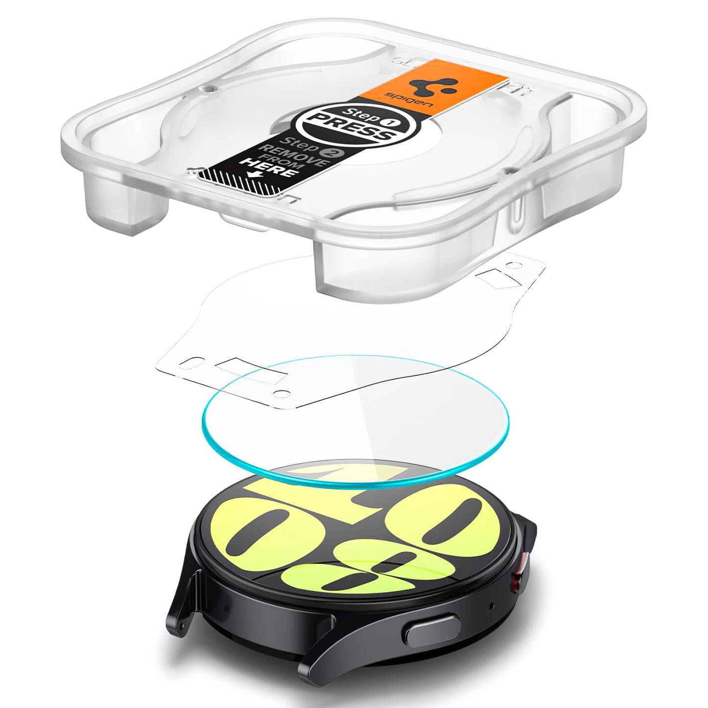 Zaštitna folija Spigen GlastR EZ FIT za Samsung Galaxy Watch7 / Watch6 / Watch5 / Watch4 44mm seriju, Set 2 komada, Kaljeno staklo AGL08493