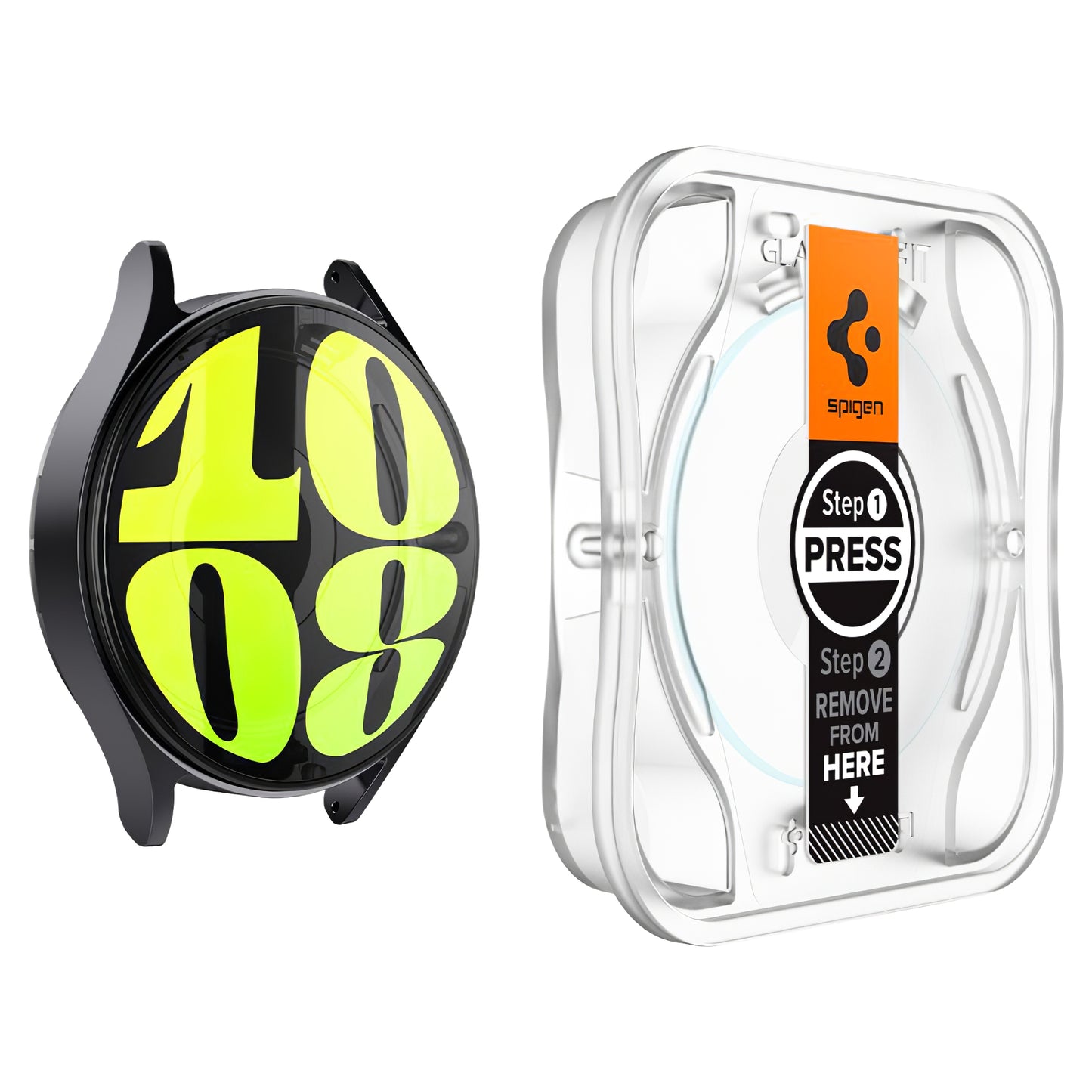 Zaštitna folija Spigen GlastR EZ FIT za Samsung Galaxy Watch7 / Watch6 / Watch5 / Watch4 44mm seriju, Set 2 komada, Kaljeno staklo AGL08493