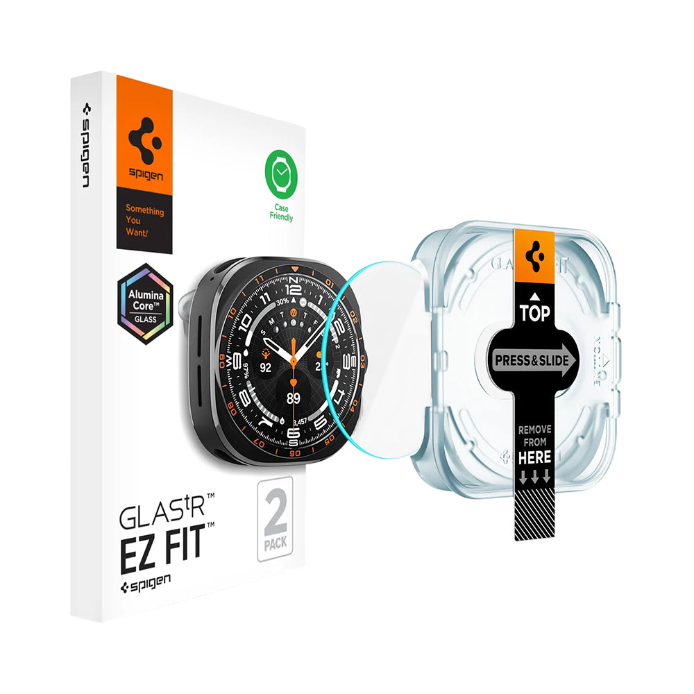 Zaštitna folija Spigen GlastR EZ FIT za Samsung Galaxy Watch Ultra2, Kaljeno staklo, Set od 2 komada AGL11758