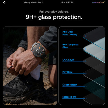 Zaštitna folija Spigen GlastR EZ FIT za Samsung Galaxy Watch Ultra2, Kaljeno staklo, Set od 2 komada AGL11758