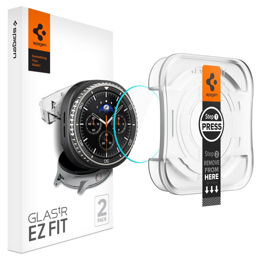 Zaštitna folija Spigen GlastR EZ FIT za Samsung Galaxy Watch8 Classic, Set 2 komada, Kaljeno staklo AGL09877