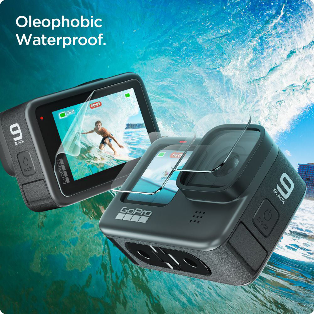 Folija za zaštitu ekrana i leće Spigen GlastR Slim za GoPro Hero 12 / 9 / 10 / 11, Kaljeno staklo, Set od 6 komada AGL03045