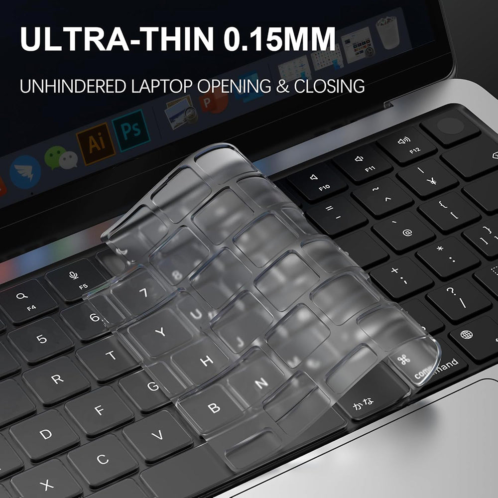 Techsuit PureTypeX zaštitna maska za tipkovnicu za Apple MacBook Pro 14 / Air 13 / Air 15 serije, prozirna
