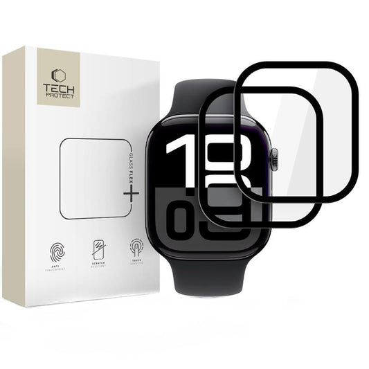 Zaštitna folija Tech-Protect Flex+ za Apple Watch 46mm seriju, Set 2 komada, Fleksibilno staklo, Crna