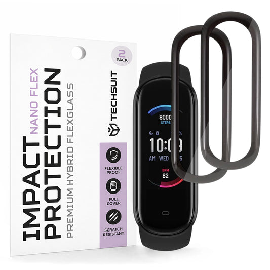 Folija za zaštitu Techsuit Nano Flex za Amazfit Band 5, Set 2 komada, Plastika, Crna
