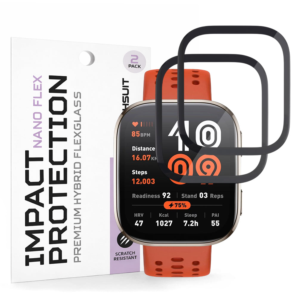 Zaštitna folija Techsuit Nano Flex za Amazfit Bip 6, Set 2 komada, Plastika, Crna