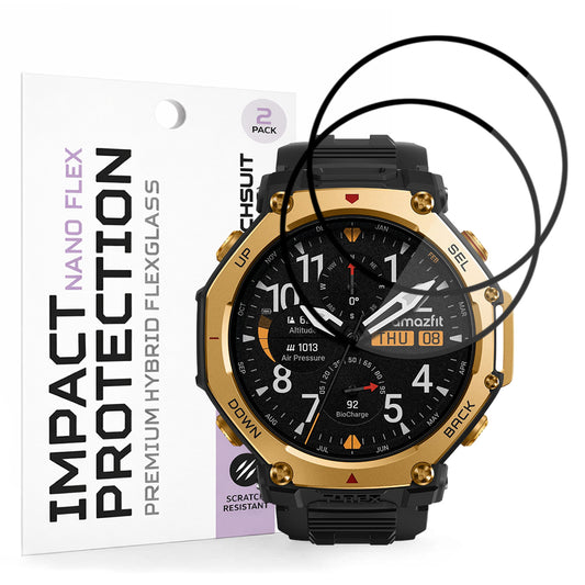 Zaštitna folija Techsuit Nano Flex za Amazfit T-Rex 3 Pro 48mm, Set 2 komada, Plastika, Crna
