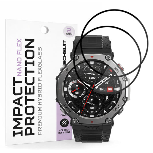 Folija za zaštitu Techsuit Nano Flex za Amazfit T-Rex 3, Set 2 komada, Plastika, Crna