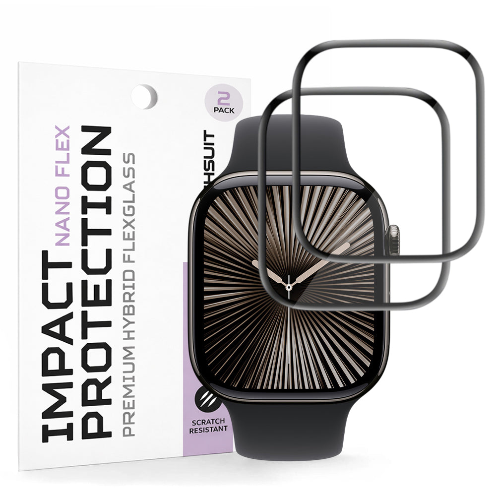 Folija za zaštitu Techsuit Nano Flex za Apple Watch Series 10 / 11 42mm, Set 2 komada, Plastika, Crna