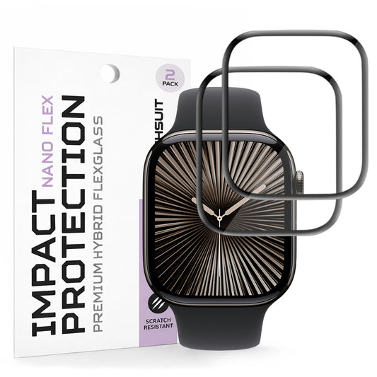 Folija za zaštitu Techsuit Nano Flex za Apple Watch Series 10 / 11 42mm, Set 2 komada, Plastika, Crna