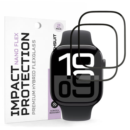 Folija za zaštitu Techsuit Nano Flex za Apple Watch Series 10 / 11 46mm, Set 2 komada, Plastika, Crna