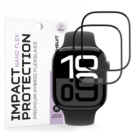 Folija za zaštitu Techsuit Nano Flex za Apple Watch Series 10 / 11 46mm, Set 2 komada, Plastika, Crna