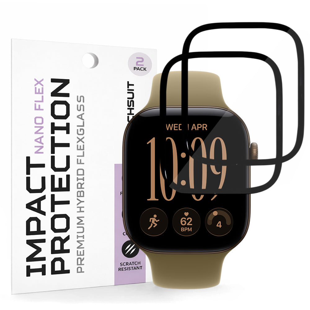 Zaštitna folija Techsuit Nano Flex za Apple Watch Series 12 42 mm, plastika, set od 2 komada, crna