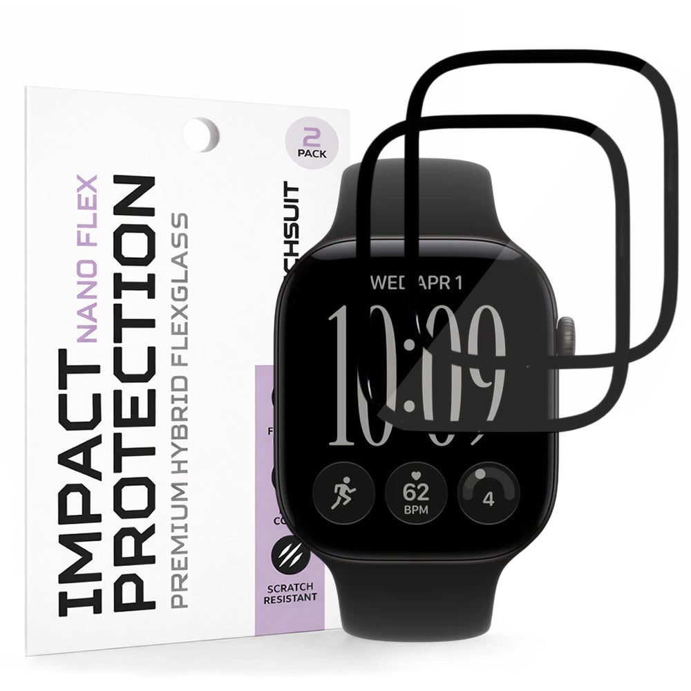 Zaštitna folija Techsuit Nano Flex za Apple Watch Series 12 46mm, Set 2 komada, Plastika, Crna