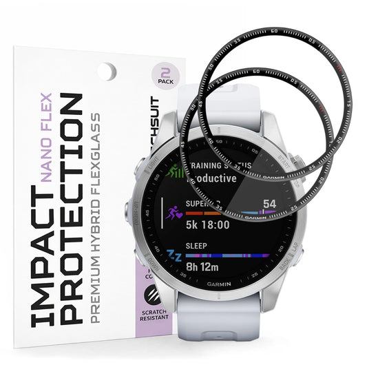 Folija za zaštitu Techsuit Nano Flex za Garmin Fenix 7S, Set 2 komada, Plastika, Crna