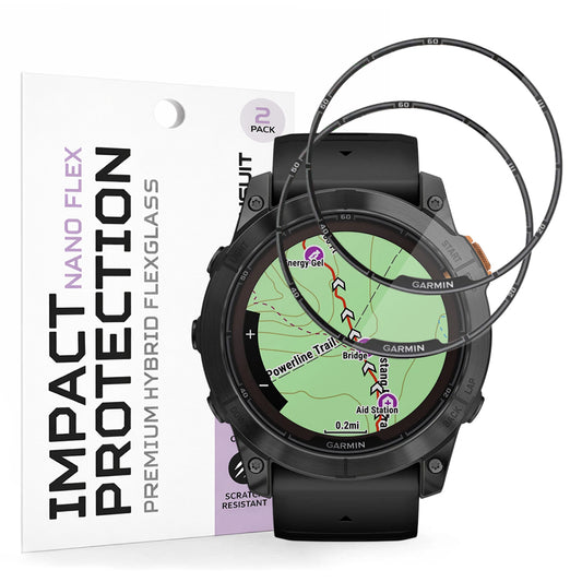 Folija za zaštitu Techsuit Nano Flex za Garmin Fenix 7X Pro Solar, Set 2 komada, Plastika, Crna