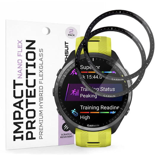 Folija za zaštitu Techsuit Nano Flex za Garmin Forerunner 965, Set 2 komada, Plastika, Crna