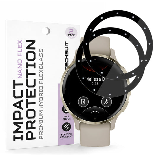 Folija za zaštitu Techsuit Nano Flex za Garmin Venu 3S, Set 2 komada, Plastika, Crna