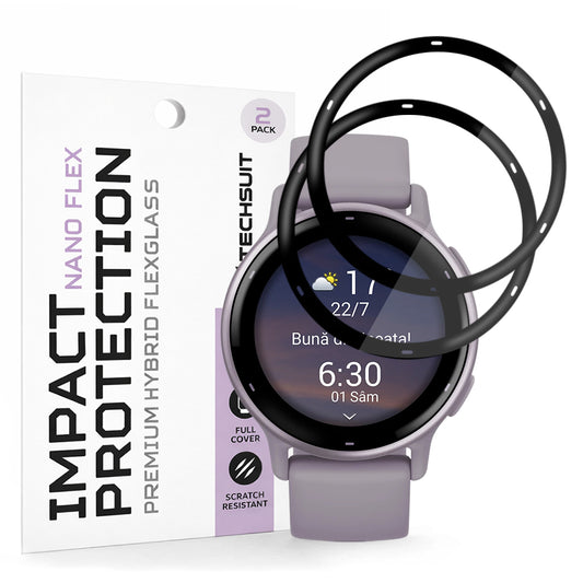 Zaštitna folija Techsuit Nano Flex za Garmin Vivoactive 5, Set 2 komada, Plastika, Crna
