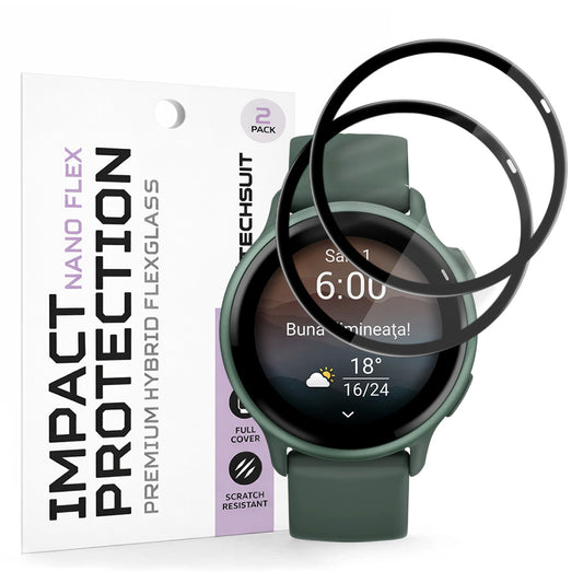 Folija za zaštitu Techsuit Nano Flex za Garmin vivoactive 6, Set 2 komada, Plastika, Crna