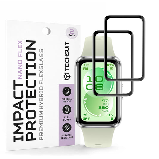 Folija za zaštitu Techsuit Nano Flex za Huawei Band 11, Set 2 komada, Plastika, Crna