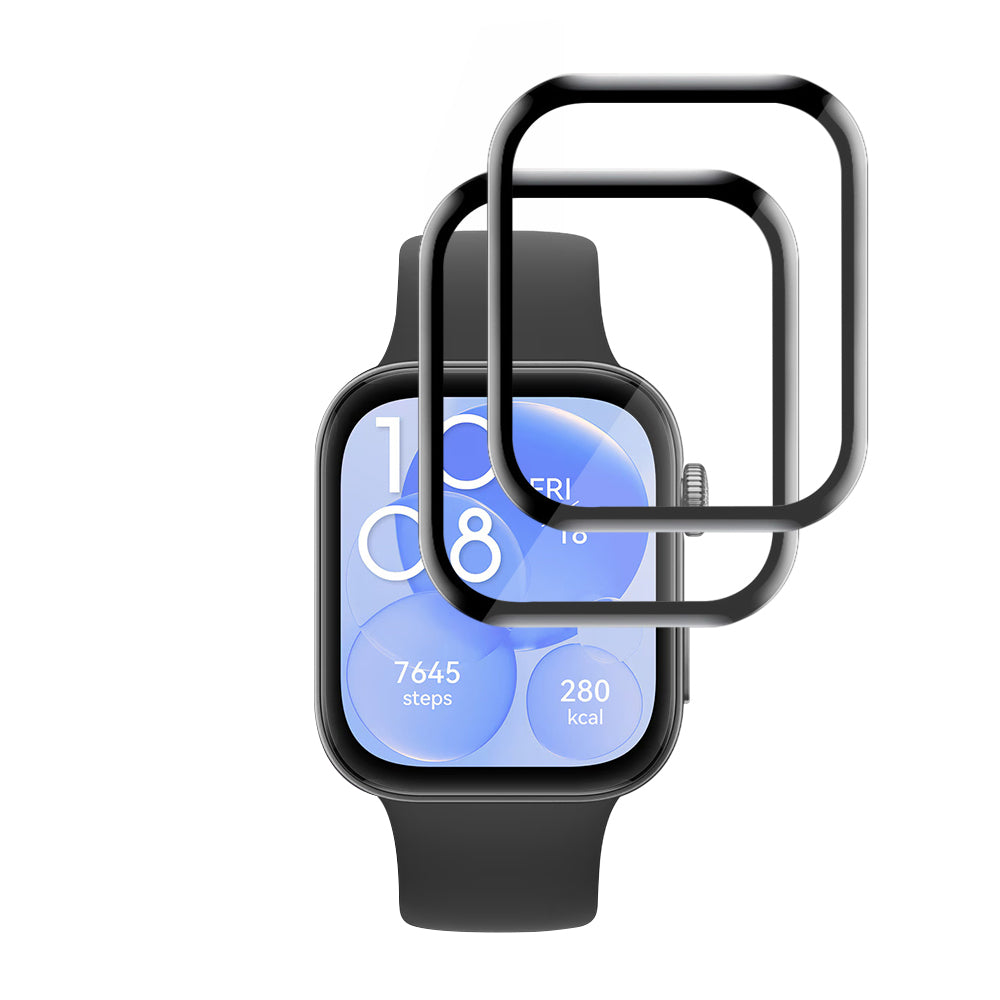 Folija za zaštitu Techsuit Nano Flex za Huawei Watch Fit 3, Set 2 komada, Plastika, Crna