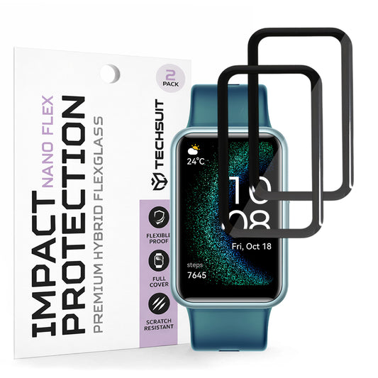 Folija za zaštitu Techsuit Nano Flex za Huawei Watch FIT SE, Set 2 komada, Plastika, Crna