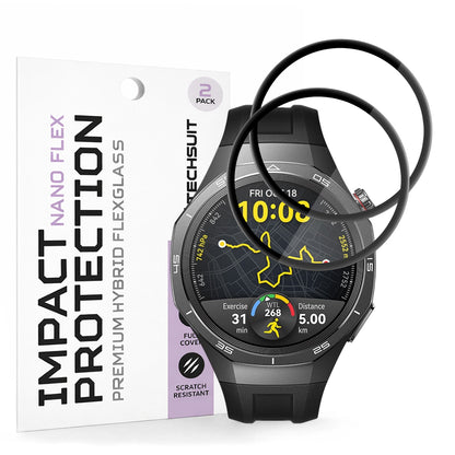Zaštitna folija Techsuit Nano Flex za Huawei Watch GT 5 Pro 46mm, Set 2 komada, Plastika, Crna